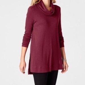 J Jill Pima cowl-neck tunic Burgundy XS